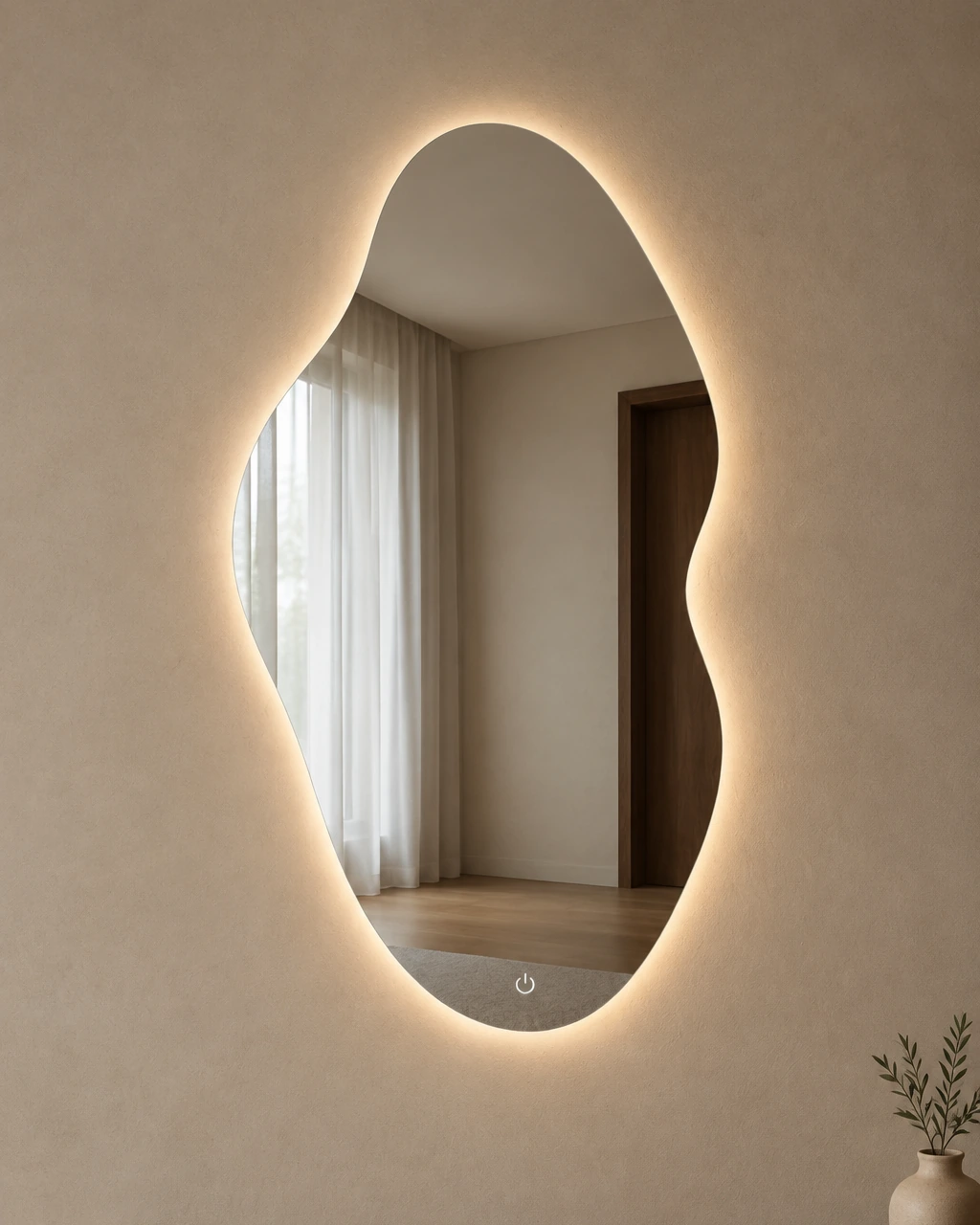 Фигурное зеркало 90×50 с подсветкой, 90×50 см